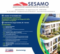 Convegno Nazionale del 07.11.2025 a Ferrara sul tema:  “Autoconsumo collettivo: Condominio e condòmini, protagonisti della transizione  energetica”  - SESAMO Associazione Amministratori Immobiliari - aderente ad ASPPI